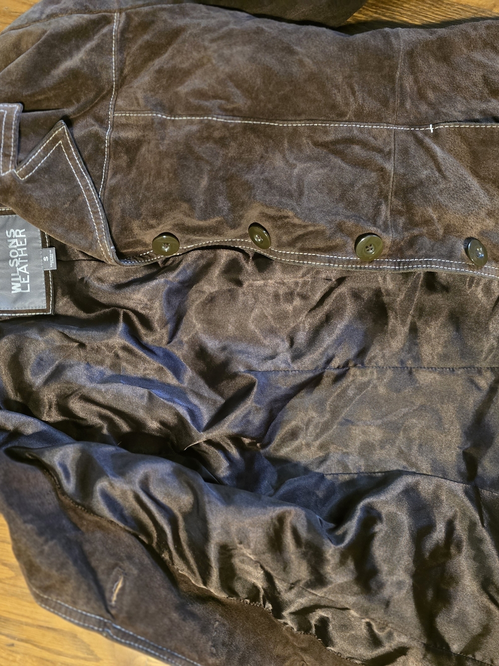 Y2K Wilsons Leather Brown Suede Button Jacket - Picture 4 of 7